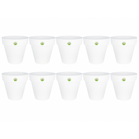 Lot de 10 pots de fleurs 10,8cm Fabriqués en France - Blanc