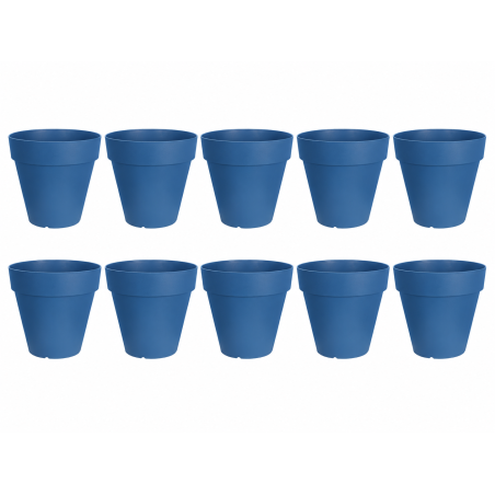 Lot de 10 pots de fleurs 10,8cm Fabriqués en France - Bleu