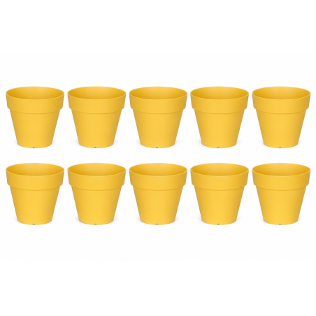 Lot de 10 pots de fleurs 10,8cm Fabriqués en France - Jaune