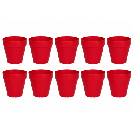 Lot de 10 pots de fleurs 10,8cm Fabriqués en France - Rouge