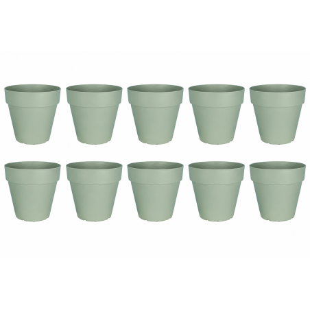 Lot de 10 pots de fleurs 10,8cm Fabriqués en France - Vert argile