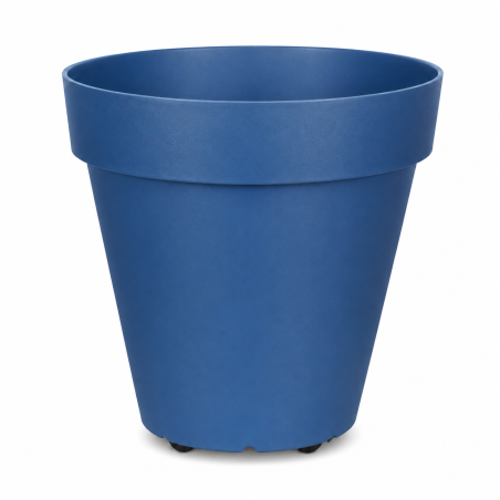 Pot de fleurs 83L Fabriqué en France + Support roulant invisible - 59cm - Bleu