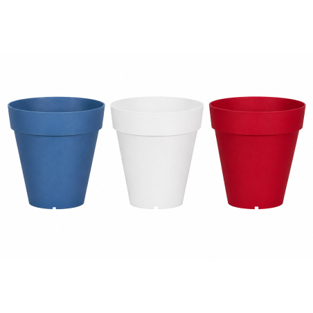 Lot de 3 grands pots de fleurs 88,5 cm - 290L Fabriqués en France - Bleu Blanc Rouge