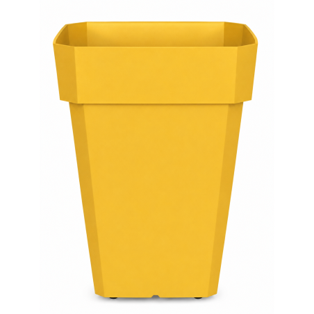 Pot de fleurs carré haut 49L - 53 x 39 cm Fabriqué en France + Support roulant invisible - Jaune