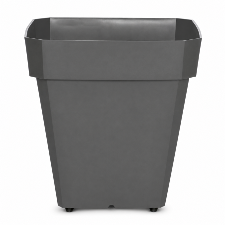 Pot de fleurs carré 65L - 49 x 49 cm Fabriqué en France + Support roulant invisible - Gris