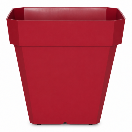 Pot de fleurs carré 65L - 49 x 49 cm Fabriqué en France + Support roulant invisible - Rouge