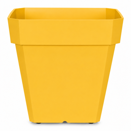 Pot de fleurs carré 65L - 49 x 49 cm Fabriqué en France + Support roulant invisible - Jaune