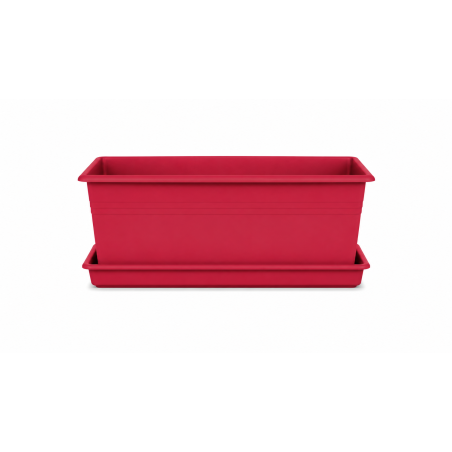 Jardinière rectangle 64L - 78,5 x 39 cm Fabriquée en France + Plateau assorti - Rouge
