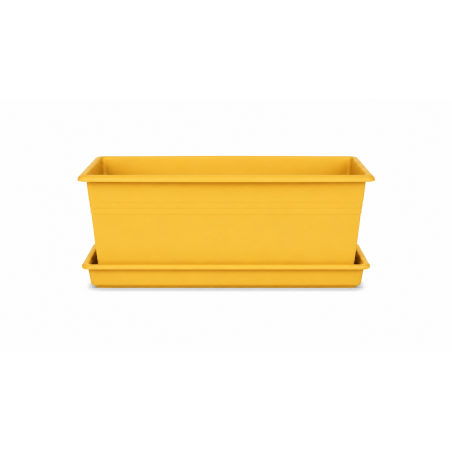 Jardinière rectangle 64L - 78,5 x 39 cm Fabriquée en France + Plateau assorti - Jaune