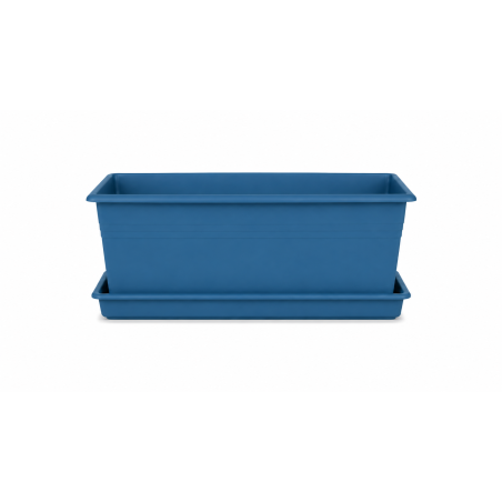 Jardinière rectangle 64L - 78,5 x 39 cm Fabriquée en France + Plateau assorti - Bleu