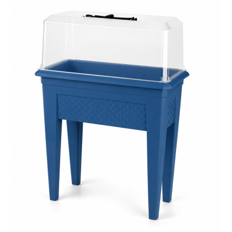 Jardinière sur pied 42L - 59,5 x 33 cm Fabriquée en France + Serre - Bleu
