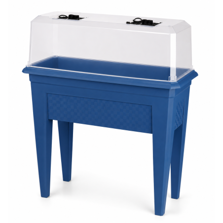Jardinière sur pied 64L - 78 x 39 cm Fabriquée en France + Serre - Bleu