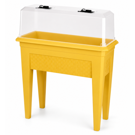 Jardinière sur pied 64L - 78 x 39 cm Fabriquée en France + Serre - Gris