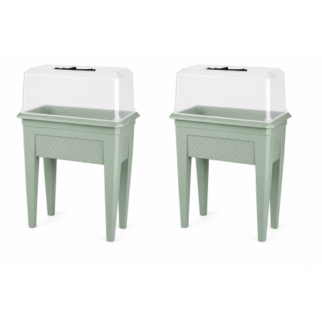 Lot de 2 jardinières sur pied 42L - 59,5 x 33 cm Fabriquées en France + 2 serres - Jaune