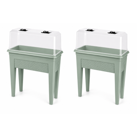 Lot de 2 jardinières sur pied 64L - 78 x 39 cm Fabriquées en France + 2 serres - Jaune