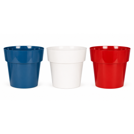Lot de 3 pots de fleurs Céram 25L - D37,5 cm Fabriqués en France - Bleu Blanc Rouge