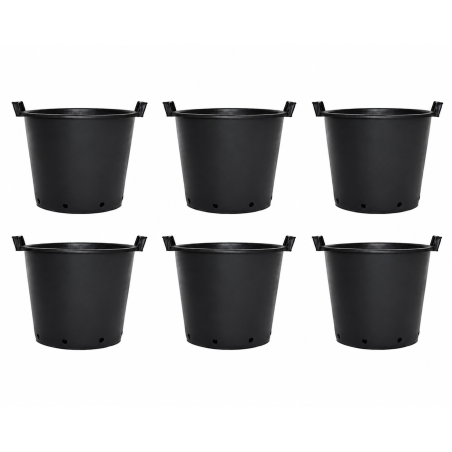 Lot de 6 conteneurs de jardin avec poignées 80L - D60 cm - Noir