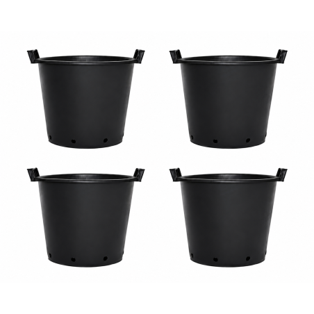 Lot de 4 conteneurs de jardin avec poignées 130L - D70 cm - Noir