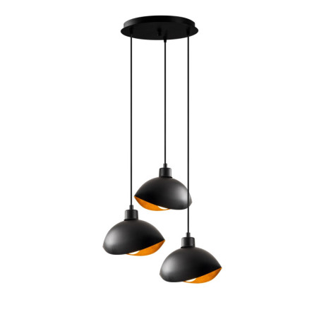 Suspension Luminaire Fer Noir - D50 cm - 3 Douilles E27 - Style Industriel