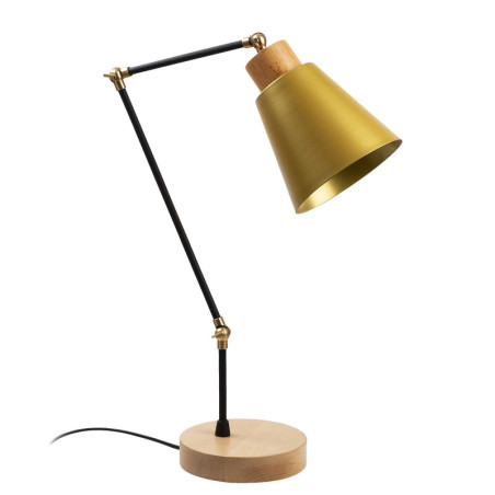 Lampe à poser Lampe de table Métal et Bois Doré - D14 cm - Douille E27 - Style Moderne