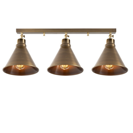 Suspension luminaire en métal marron vintage L 72 cm 3 lumières E27 style industriel