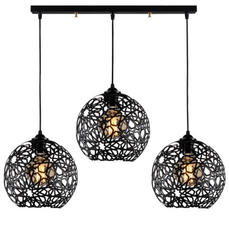 Suspension luminaire en métal noir L 100 cm 3 lumières E27 style moderne
