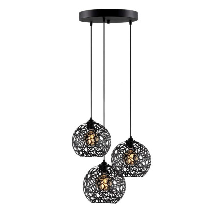 Suspension luminaire en métal noir Ø 65 cm 3 lumières E27 style moderne