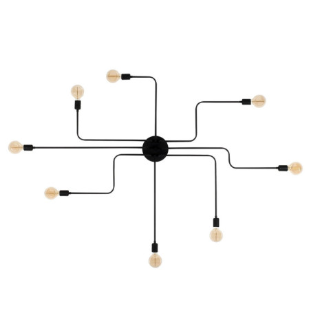 Suspension luminaire en fer noir Ø 190 cm 8 lumières E27 style industriel