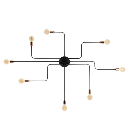 Suspension luminaire en métal noir Ø 190 cm 6 lumières E27 style industriel