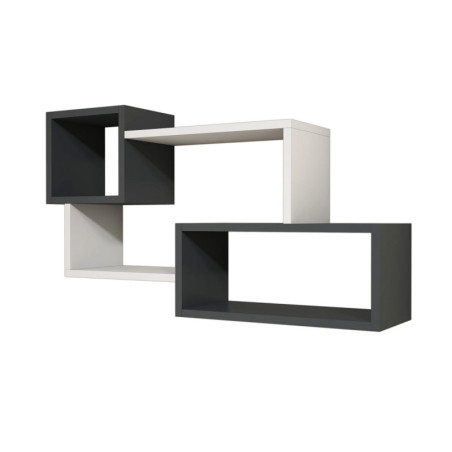 Étagère murale en bois MDF mélaminé blanc et anthracite L 90,6 cm style moderne