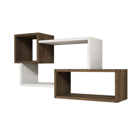 Étagère murale en bois MDF mélaminé blanc et noyer L 90,6 cm style moderne