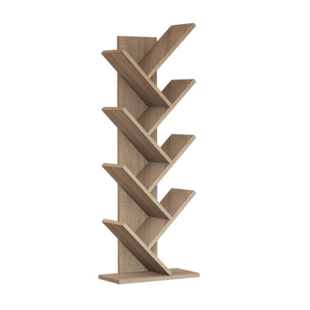 Bibliothèque étagère en bois MDF mélaminé noyer H 128,5 cm style scandinave