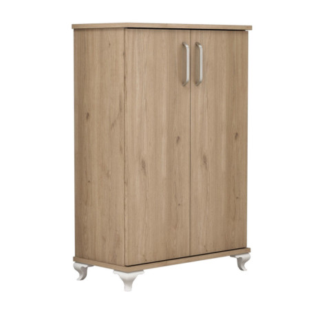 Meuble à chaussures en bois MDF mélaminé noyer H 100 cm avec étagères