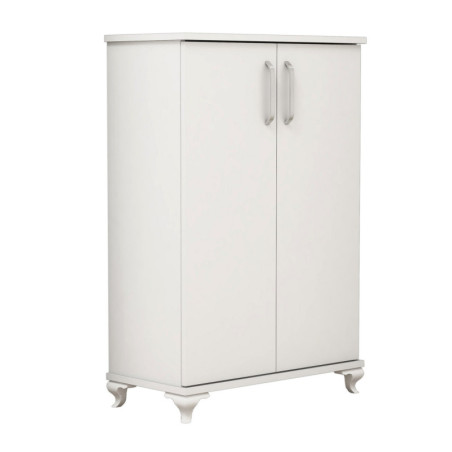 Meuble à chaussures en bois MDF mélaminé blanc H 100 cm avec étagères
