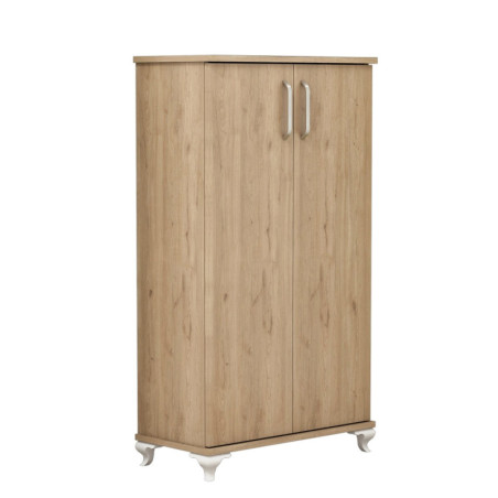 Meuble à chaussures en bois MDF mélaminé noyer H 120 cm avec étagères