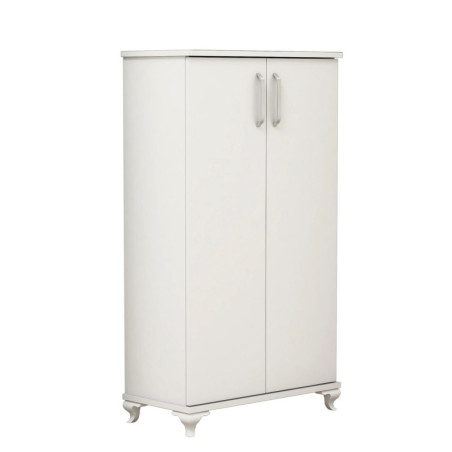 Meuble à chaussures en bois MDF mélaminé blanc H 120 cm avec étagères
