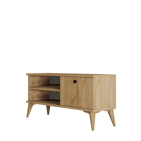 Meuble TV en bois MDF mélaminé chêne L 90 cm style bohème