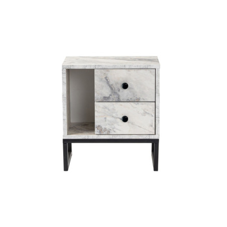 Table de chevet Chevet effet marbre Freesia et noir L 45 cm, pieds en métal, style moderne