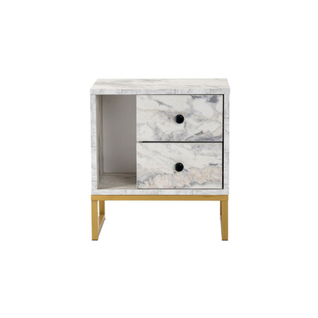 Table de chevet Chevet effet marbre Freesia et or L 45 cm, pieds en métal, style glamour
