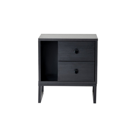 Table de chevet Chevet noir L 45 cm, pieds en métal, style moderne