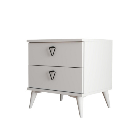 Table de chevet Chevet blanche L 52 cm, 2 tiroirs, rangements multiples