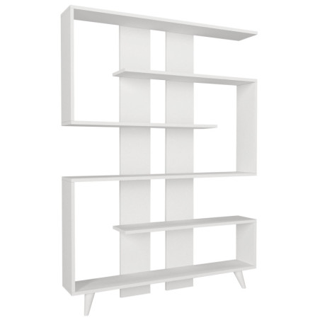 Bibliothèque Étagère blanche L 120 cm, nombreuses étagères, style scandinave