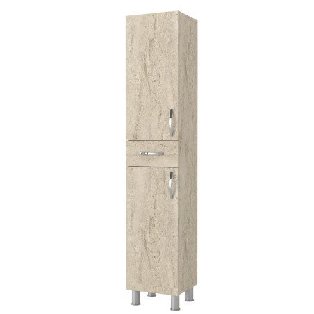 Armoire de salle de bain Colonne effet travertin L 35 cm, 2 portes et 1 tiroir