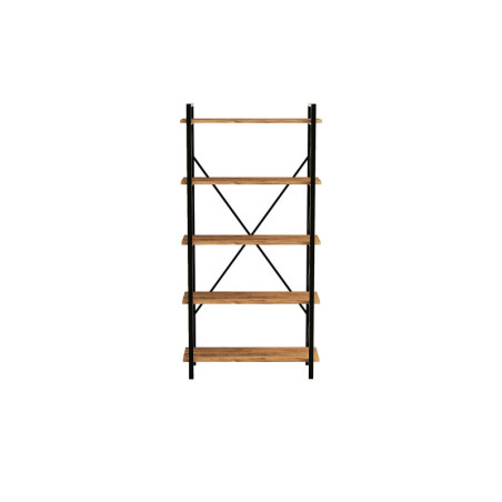 Bibliothèque Étagère décor pin atlantique et noir L 100 cm, structure métal, style industriel