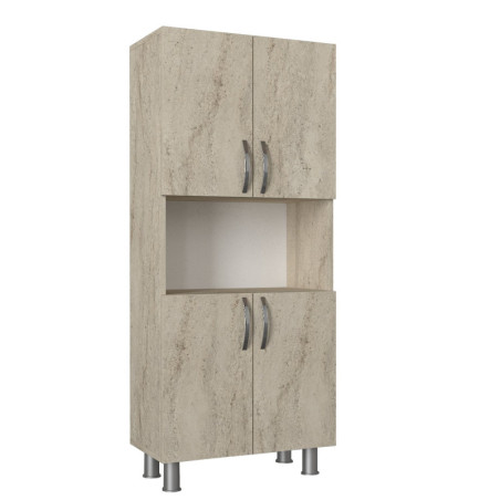 Armoire de salle de bain Meuble mural effet travertin L 59,5 cm, étagères