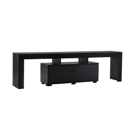 Meuble TV Banc TV noir effet bois L 180 cm, rangements, style moderne