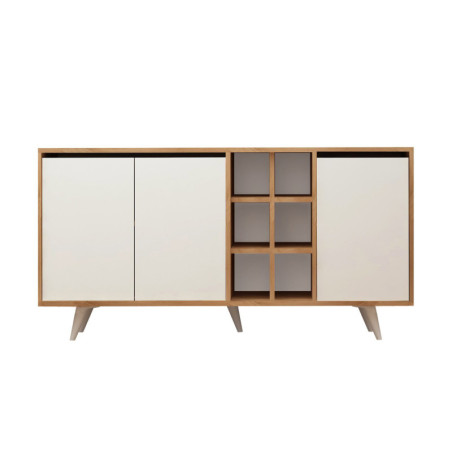 Console Meuble dentrée Bois décor chêne et blanc - L140 x H86 x P40 cm - Moderne