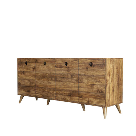 Console Meuble dentrée Bois décor noyer - L180 x H80 x P45 cm - Moderne