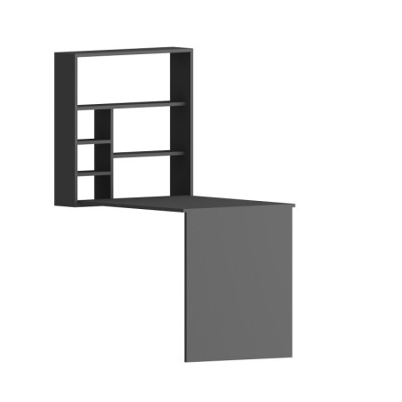 Bureau avec étagère Bois anthracite - L59 x H74 x P90 cm - Étagère H80,2 cm - Moderne