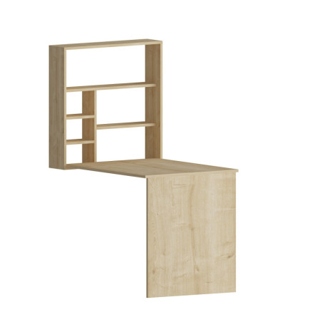 Bureau avec étagère Bois décor chêne - L59 x H74 x P90 cm - Étagère H80,2 cm - Moderne